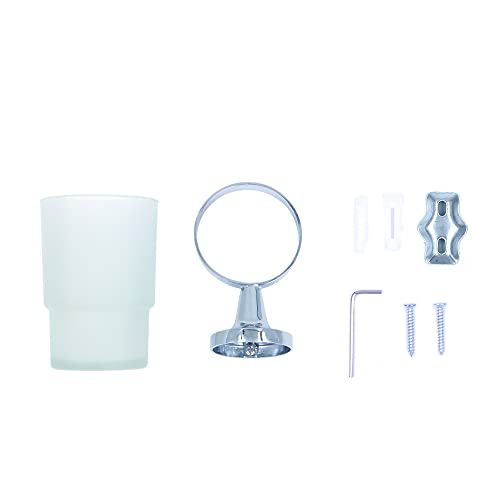 WANGCL Porte Brosse à Dents Mural Gobelet Salle de Bain en Verre Support en Acier Inoxydable...