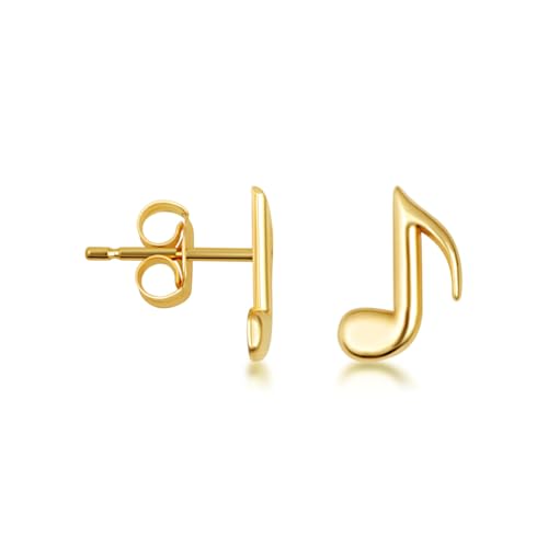 Claddagh Gold 10K & 14K Yellow Eighth Music Note Stud Earrings