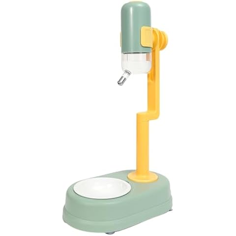 JWPC Pet Standing Water Dispenser Cat Dog Standing Ceramic Bowl Automatically Feeding Water Height Adjustable Detachable Pole (Green) Cover