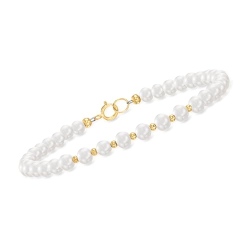 Ross-Simons 4-5mm Cultured Pearl Bead Bracelet in 10kt Yellow Gold