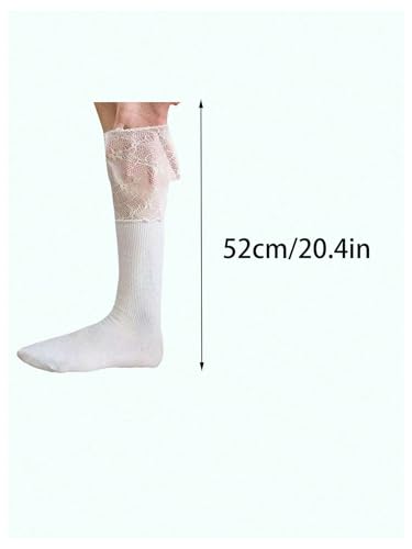 COZYEASE Women's 1 Pair Lace Patchwork Knee High Socks Cute Y2k Boots Socks Stockings3