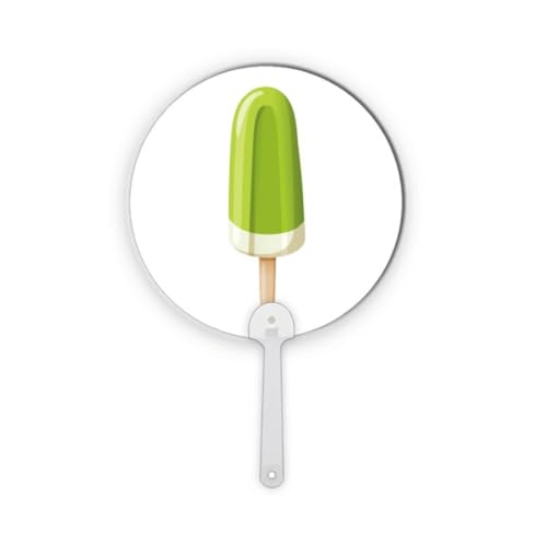 Éventail rond en plastique vert Mung Bean Popsicle décoratif