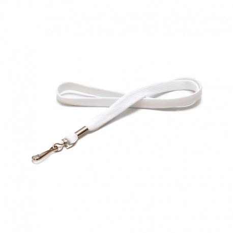 Tour de cou pour badge polyester couleur - par paquet de 100 - attache mousqueton (Blanc)