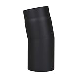 LANZZAS Codo de tubo de estufa de 11°, en diámetro, DN Ø 150 mm, color: negro metalizado.