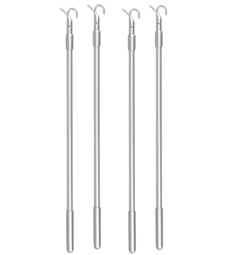 4pack Clothes Hook Pole Adjustable 33cm-61cm Telescopic Window Pole Rod Opener Closet Coat Rack Hook Rod for Blinds Closets Ceilings