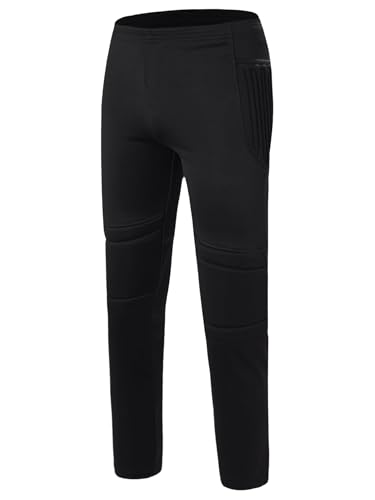 Hansber Kids Boys Football Pants with Protection Pads Soccer Goalie Compression Bottoms Sweatpants Trouser