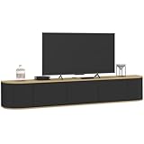 IDMarket - Meuble TV 180 cm Suspendu Leora 3 Portes Bois et Noir...