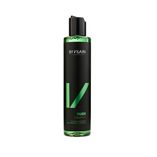 By Vilain Rush Shampoo High Performance Healing & Volumizing Treatment Refreshes Scalp Vitamin E & Menthol Maximum Cooling Effect to Soothe Dry, Flaky, Itchy, Irritated Scalp for Stronger Hair 215ml