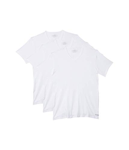 Calvin Klein Men's Cotton Stretch Undershirt Packs, 3 White-Vneck, X-Large
