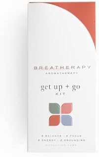 Breatherapy Get Up + Go Kit - Pure Essential Oil Aromatherapy InhalationTabs, 8-Pack (2 Each: Energy, Focus, Balance, Grounding)