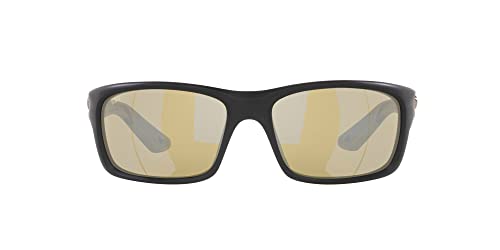 Costa Del Mar Mens Jose Pro Rectangular Sunglasses, Matte Black/Silver Sunrise Mirrored Polarized-580G, 62 mm
