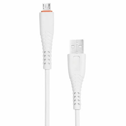 Image of USB A to Micro USB V8 Cable, Reliable Charging & High-Speed Data Transfer, White Charging Cord Compatible with Android Phones, Cameras & Accessories (Free Cable Protector)