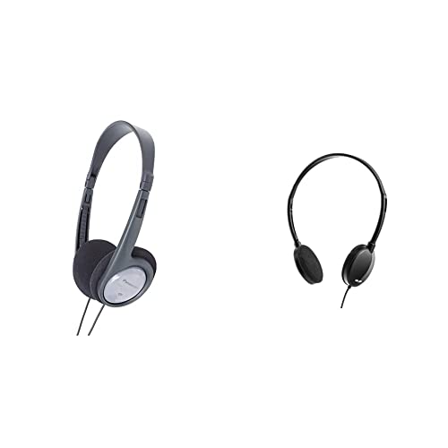 Panasonic RP-HT090E-H Auriculares Diadema Abiertos con Cable, Color Plateado + Auricular TV Negro REG.Vol. Adaptador. Cab 5m Cover
