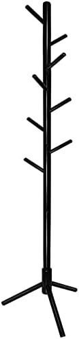 DOHANG Wooden Coat Rack with 8 Hooks, 3 Adjustable Size, Easy to Asseemble, Free Standing Coat Tree Hanger Stand for Coats, Garment, Hats, Umbrellas, Scarves in Hallway, Office, Bedroom, Black