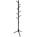 DOHANG Wooden Coat Rack with 8 Hooks, 3 Adjustable Size, Easy to Asseemble, Free Standing Coat Tree