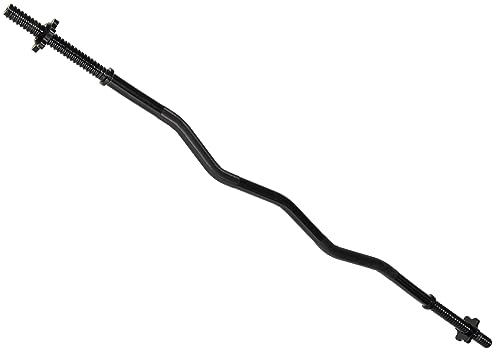 Image of Signature Fitness Standard Threaded Curl Barbell Curl Bar with Collars, 48 inch, Black