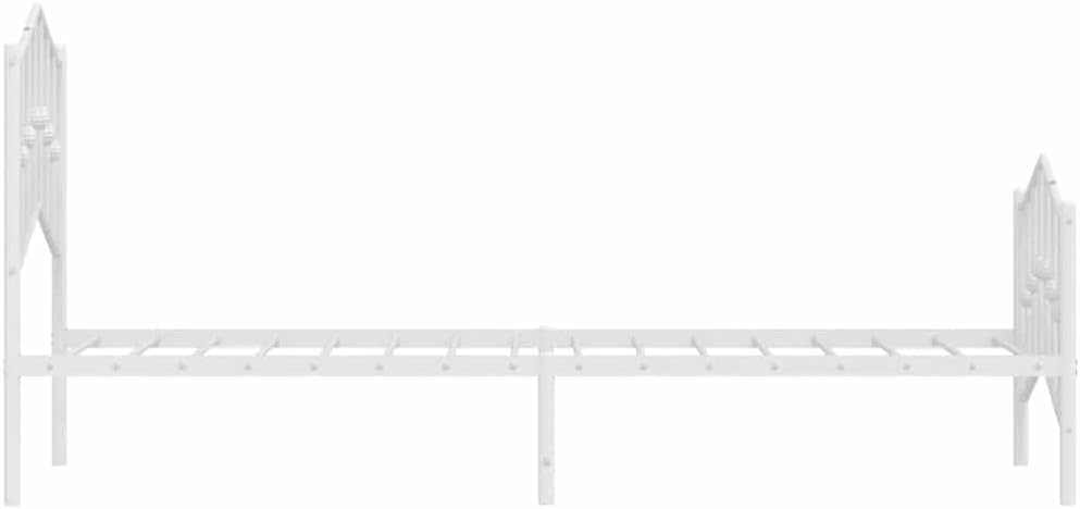 White Powder-Coated Steel Twin Bed Frame Sturdy Platform Foundation with slatted Mattress Support Modern Minimalist Bedroom Furniture Easy-Assembly no-Box-Spring-Needed Durable Frame