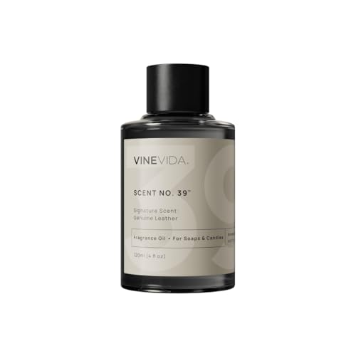 VINEVIDA [4oz] Genuine Leather Fragrance Oil for Candle Making and Soap Making - Premium Candle Scents for Soy Candles