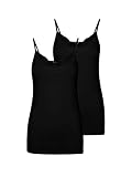VERO MODA Damen 2er-Pack Spaghetti-Träger Top Oberteil Lingerie Shirt Spitze, Farbe:Schwarz, Größe:XS