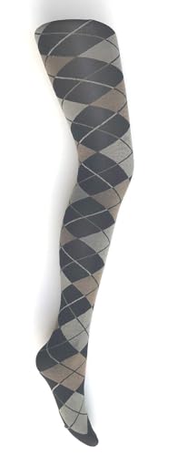 Womens Heritage Argyle Pattern Tights, Wine and Plumb, Taupe and Grey, Black and Grey, stretchy, 60 Denier, Thick,