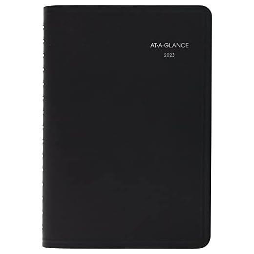 AT-A-GLANCE 2023 Daily & Monthly Planner, QuickNotes, Hourly Appointment Book, 5" x 8", Small, Monthly Tabs, Pocket, Black (760405)
