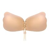 Women's Backless Reusable Adhesive Bra Strapless Sticky Invisible Push up Bra Nude