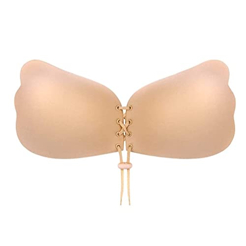 Women's Backless Reusable Adhesive Bra Strapless Sticky Invisible Push Up Bra Nude #TOP4