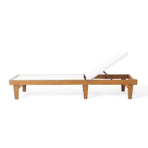 Christopher Knight Home Summerland Outdoor Mesh Chaise Lounge With Acacia Wood Frame, Teak Finish/White Mesh & Dc America Ubp18181-Br 18" Cast Stone Umbrella Base, Bronze Powder Coated Finish #TOP4