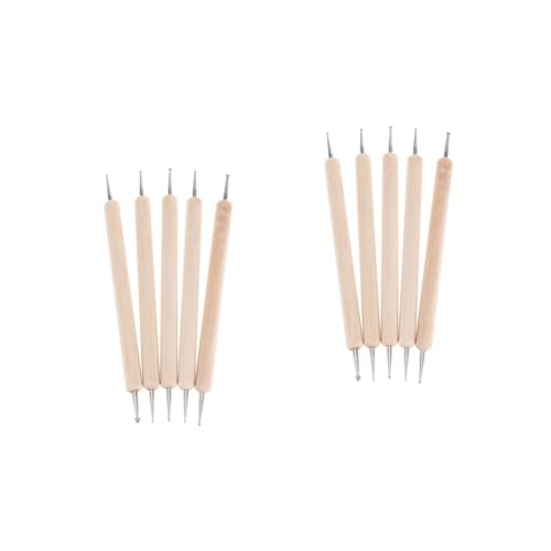 Tofficu 2sets Leather Carving Tools Embossing Pen Stamp Set 5 Dotting Pens for Creative Projects 5pcs*2