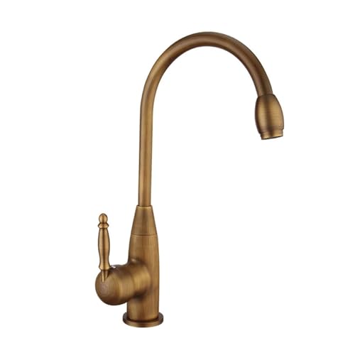 Grifo de cocina de bronce antiguo monomando para agua fría y caliente en fregadero
