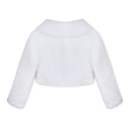 Kids Girls Faux Fur Long Sleeve Jacket Coat Wedding Flower Girl Shawl Tippet Bolero Shrug Winter Outwear2