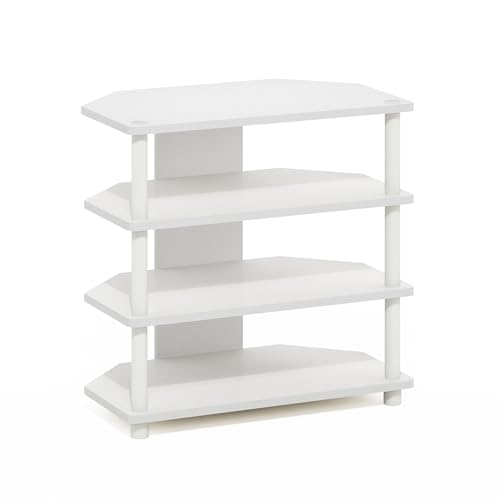 Furinno ECON TV Stand, 4-Tier Corner Petite Entertainment Center, Open Frame TV Console for TV up to 32 Inch, Easy Assembly, for Living Room, Bedroom, White - image 4