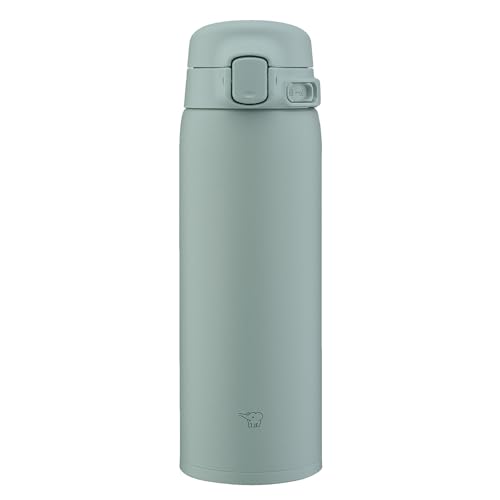 Image of Zojirushi SU-BA48-GM Water Bottle, 16.2 fl oz (480 ml), Easy to Clean, Dishwasher Safe, Seamless Stopper, Only 2 Pieces, Lightweight & Compact, Cold & Heat Retention, One-Touch Mug, Calm Green