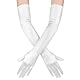 simarro 1 Paar Handschuhe Lang, Satin Lange Handschuhe Damen Elegant Abendhandschuhe Classic Seidenhandschuhe für Oper Maskerade Cosplay Kostüme Party(Weiß)