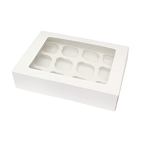 Spec101 Cupcake Boxes with Insert – White Bakery Boxes, 25 Pack Dessert Boxes for Cupcakes, Cookies, Brownies