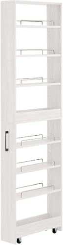 隙間収納ハイタイプ 【高さ181cm×幅14cm】スリムラック ストッカー 調味料ラック 冷蔵庫横 洗濯機横 ホワイト キッチンワゴン 幅14cm