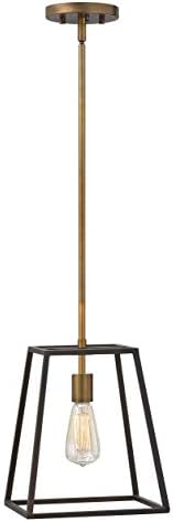 Hinkley Fulton One Light Small Pendant, Industrial Style, Stem Hung, Bronze