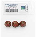 Wondertrail Strawberry Elemental Dice Green Numbers DT10 16mm Pack of 3 WKP09679E3
