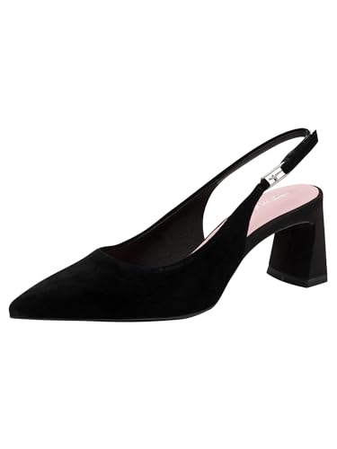Tamaris Damen Sling Pump mit Blockabsatz Leder schwarz 38 EU