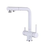 ZQFHSX Rubinetto da Cucina a 3 Vie, Bianco, con Miscelatore Estraibile e beccuccio Girevole, per lavello con Filtro Acqua.