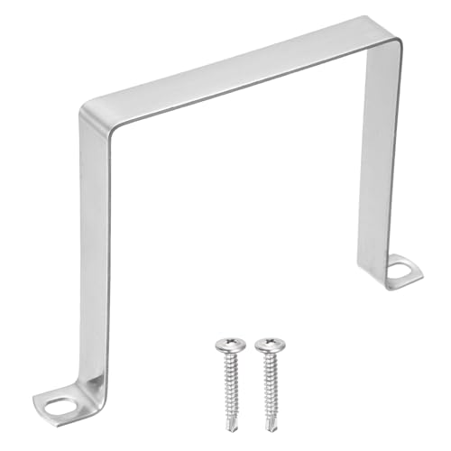 uxcell U Shape Square Tube Clamp, 120x120mm U Shaped Bracket 304 Stainless Steel Square Strap Clamp with Phillips Head Self Drilling Screws for Pipes Door Closed Bar Holder Railings