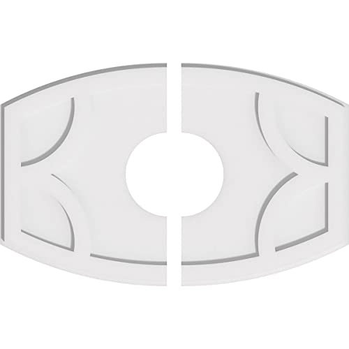 Image of Ekena Millwork CMP28X18KY2-07000 Kailey Architectural Grade PVC Contemporary, Two Piece Urethane Ceiling Medallions 28 inchW x 18 5 /8 inchH x 7 inchID x 15 inchC x 1 inchP