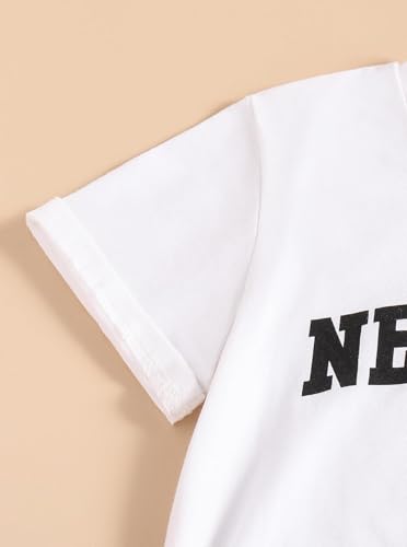 Image of Girls Shirts Short Sleeve Graphic Tees Casual Crew Neck Summer Tops White 13-14Y