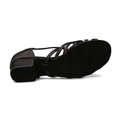 Hxyoo Low Heel Practice Womens Ballroom Dance Shoes For Social Beginner Salsa Latin Dancing Wedding Party 1 1/2 Inch Heel S05(Black-1.5" Heel,9.5) #TOP5