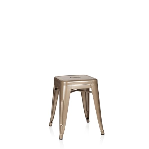 hjh OFFICE 645003 Tabouret bistrot VANTAGGIO Métal Or, Tabouret au Look Industriel et Moderne, empilable