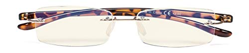 Image of CessBlu Computer Reading Glasses for Men Women Blue Light Filter Anti Glare UV Ray Protection Rimless Reader Eyeglasses