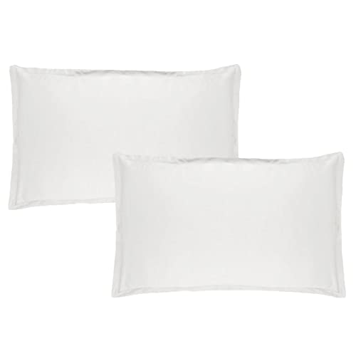 Trance Home Linen 100% Cotton 400TC Satin Premium Pillow Covers | Skin & Hair Friendly Pillow Cases | Set of 2 Pillow Covers |Large Size (20 x 30 inch,Plain White)