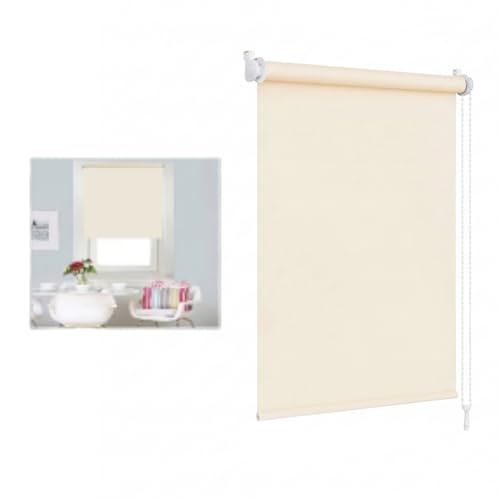 Estores Enrollables Opacos | con Tejido 100% Poliéster | Efecto Blackout | Oscurecimiento Total y Privacidad para Salón, Dormitorio, Baño y Oficina |180x80 cm (Beige Crema, 180cm-80cm)