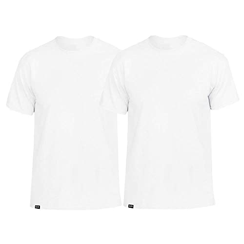 Kit com 2 Camisetas T-Shirt Slim Tee Masculinas Básicas Algodão – Slim Fitness Fashion – Branco – EG