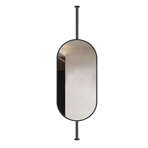 Miroir de salle de bain suspendu au plafond ovale noir 40x60 cm